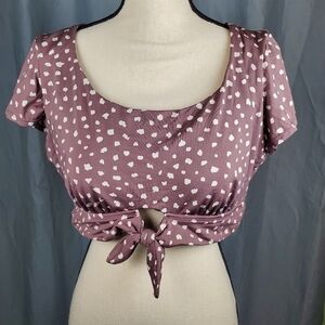 Time and Tru bikini top, taupe and white, size XL